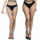 2 PCS Netzstrumpfhose Schwarz, Fischernetz Strümpfe für Damen Sexy Elastisch Hohe Taille Strumpfhosen, Sexy Kreuz-Socken Strümpfe Netzstrumpfhose Netzstrümpfe, Fishnet Stockings