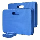 Relaxdays Kniekissen, 2er Set, Garten, Werkstatt, Yoga, Schaumstoff, Tragegriffe, HxBxT: 4 x 46 x 28 cm, Kniehilfe, blau