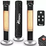 TRESKO Infrarot Stand-Heizstrahler 2000W mit Fernbedienung | Wärmestrahler Terrasse elektrisch mit 3 Heizstufen | Terrassenstrahler Innen & Außen | Infrarotstrahler mit LED-Anzeige