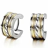 JewelryWe Schmuck Herren Ohrringe, Elegant Poliert Creolen Ohrstecker, Edelstahl, Gold Silber