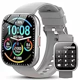 Ddidbi Smartwatch Damen Herren, Fitnessuhr Damen mit Telefonfunktion 1.85' Zoll Touchscreen, IP68 Wasserdicht Smart Watch mit schrittzähler Schlafmonitor, Uhren Herren für Android iOS, Grau