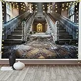 ABAKUHAUS Rustikal Wandteppich und Tagesdecke, Abandoned Opera House, aus Weiches Mikrofaser Stoff Wand Dekoration Für Schlafzimmer, 230 x 140 cm,Beige Braun