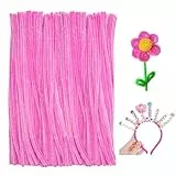 jijAcraft 6MM Rosa Pfeifenreiniger, 30CM Pfeifenputzer zum Basteln, 200 Stück Biegebruchs Chenilledraht, Blumen Pfeifenreiniger für DIY Basteln, Dekorieren