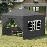 YITAHOME Pavillon mit Seitenwänden, 2.5x2.5m wasserdichte zusammenklappbares Garten Vordach, Ganzjahres Camping Pavillon UV-Schutz mit Heringen,Seil,Tragetasche,Gewichtsbeuteln Veranstaltungen,grau