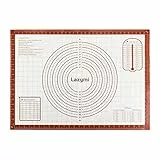 Antihafte Backmatte/Backunterlage Silikon Groß 71x51cm, Rutschfeste Teigmatte Ausrollmatte Silikonmatte Backfolie Backpapier Arbeitsmatte mit Messung für Fondant Pizza Brot Matte, BPA Frei (Rot)