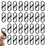 30 Stück S Karabiner, 32mm Mini Karabinerhaken Metall Schraubkarabiner Doppelfeder 2 Öffnungen für Outdoor Camping Wandern (Schwarz)