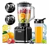 GDOR Professional Standmixer Glas 1200W Smoothie Maker 5 Programme Blender 1,5L Glasbehälter&700ml To-Go Becher Kombi Hochleistungsmixer für Smoothies Shake Eiscrushen Gefrorenes Obst Selbstreinigend