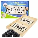 Herenear Tisch Hockey Spielzeug, Interaktive 2-in-1 Eltern-Kind Interaktion Katapult Brettspiel, Tischhockey Holz, Schnell Sling Puck Match-Spiel, Portable Schachbrett-Set, Partyspiele