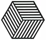 Zone Denmark Hexagon Topfuntersetzer Hitzebeständig, Silikon Untersetzer, Praktische und Dekorative Topf-Untersetzer, Spülmaschinenfest, 16 x 14 cm, Schwarz