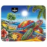 Castle Art Supplies 72 Sommer Buntstifte Set | Wachsbasierte Buntstifte mit weichem Kern | Sommerlich inspirierte Palette für erfahrene Künstler | In Präsentationsbox aus Blech | Seasons-Kollektion
