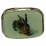 Fridolin 18239 Pillendöschen, Albrecht Dürer - Feldhase, Metall, 5,1 x 3,6 x 1,8 cm