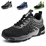 Furuian Arbeitsschuhe Herren Damen Leicht Schutzschuhe mit Stahlkappe Sneakers (45 EU,Schwarz)