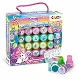 CRAZE GALUPY MERMAID Kinder Stempelset - Stempel Kinder mit Meerjungfrau-Motiven, Stempelkoffer mit 20 Stempeln inkl. Papierblock, abwaschbar
