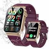VKROBAG Smartwatch für Herren und Damen, 1,85 Zoll mit Anrufannahme/Anrufannahme, 113 Sport-Smartwatch mit Schrittzähler/Schlaf/Herzfrequenzmesser, wasserdicht IP68 Fitness Tracker, Weinrot