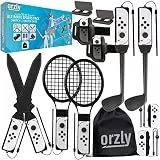 Switch Sports Games 2024 Zubehör-Bundle-Paket für Nintendo Switch und OLED-Tennisschläger, Golfschläger, Chambara-Schwerter, Fußball-Beingurte und Joycon-Griffe-Tragetasche – SOLID BLACK