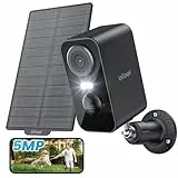 ieGeek 5MP Überwachungskamera Aussen Akku WLAN, 5200mAh Akku Kamera Überwachung außen/innen, PIR-Personenerkennung, Nachtsicht, 2-Wege-Audio, Spotlights, IP65 wasserdicht (Schwarz+Solarpaneele)