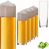 PLATINUX Hohe Biergläser 200ml (max. 240ml) Set 6-Teilig Bierstangen aus Glas Kölschgläser Spülmaschinenfest