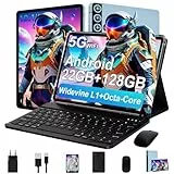 ZIOVO Android 14 Tablet, 10 Zoll, 22 GB RAM + 128 GB ROM (1 TB TF), Widevine L1/Octa-Core/2,0 GHz/5G WiFi/8000 mAh/BT 5.0/5+8MP/unterstützt Neflix/Metallhülle/Tablet mit Tastatur und Maus, Blau