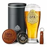 CROWNLY CRYSTAL® Personalisiertes Bierglas Geschenk für Opa Ruhestand Renteneintritt Geburtstag Geschenk für Männer