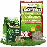 TerraUno Rasendünger mit Unkrautvernichter extra stark, 100 Tage Langzeitwirkung, 10 kg für 500 m², gegen Löwenzahn, Klee uvm., Rasenunkrautvernichter mit Dünger für saftiges Grün im Frühjahr & Sommer