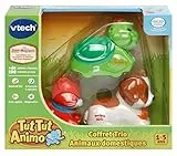 VTech - TUT TUT Animo, Trio-Box, 3 interaktive rollende Tiere, Katze, Schildkröte und Berghund, musikalisches und klangvolles Spielzeug, Geschenk für Kinder von 1 Jahr bis 5 Jahren – Inhalt in