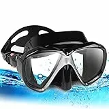 Taucherbrille für Erwachsene mit Anti-Nebel Schnorchelmaske, Schwimmmaske gehärtetem Glas und Nasenabdeckung zum Schnorcheln und Schwimmen (A-Schwarz)