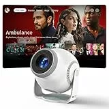 Mini Beamer, Projektor, Mini Projector 1080P Full HD, 480 ANSI Lumen, Android 14 System, 8K Dekodierung, WiFi 6 Bluetooth 5.4, Automatische Trapezkorrektur, 180° Drehbar, Beamer 4K Heimkino