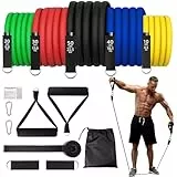 JATEKA Resistance Bands Set [10-150 lbs] mit Türanker, Griffen und Tragetasche 5-Stufige Latex Fitnessbänder für das Heimfitnessstudio, Ganzkörpertraining, Krafttraining, Pilates, Yoga