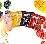 Bubble Tea 2.0 - Instant Bubble Tea Set in vier Sorten (Erdbeere, Mango, Pfirsich, Brombeere) | Vegan, koffeinfrei, inkl. Perlen und Strohhalme
