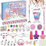 iZoeL Adventskalender Einhorn 2025 Mädchen Weihnachtskalender 24 Füllungen Einhornkalender Schmuck Haarschmuck Tattoo Fingertattoo Advent Calendar Kinder ab 3 Jahre