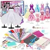 YOCOLE 1000+ Modedesign Bastelset Kinder, Fashion Design Basteln Nähset Set mit 5 Mannequins, DIY-Art-Kit mit Sketchbook Stoffschere Mannequin, Kunsthandwerk für Mädchen 8 9 10 11 12 Jahre
