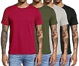 Boyzn 4er Pack T-Shirts für Herren Basic aus Baumwolle, Lässige leichte Sommer Kurzarm Casual Top, Herren T-Shirts mit Rundhalsausschnitt Black/Grey/Red/Green-4P02-XL