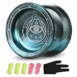 doorslay Nicht reagierendes Yoyo Professionelles Competitive Aluminiumlegierung Ball für Kinder Geschenk, Anfänger, fortgeschrittene Spieler mit 5 Saiten & Handschuhen, Blue & Grey