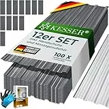 KESSER® 12x Profilblech Trapezblech 129cm x 45cm = 7 m² - Dachblech für Gerätehaus, Dachplatten Verzinkter Stahl 0,25mm, inkl. 100 Schrauben + Unterlegscheiben & Montagehandschuhe, Grau