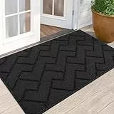 Biscpro Fußmatte Dunkelgrau 60x90cm Innen und Außen Waschbar Fussmatte Wasserdicht Türmatte Rutschfester Schmutzfänger Teppich für Eingang, Haustür, Patio, Flur, Garten