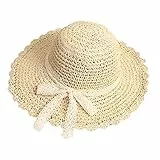 AfinderDE Sommer Strohhut Damenhut Faltbarer Fischerhut Sonnenhut Strandhut Sommerhut Frauen Anti-UV Hut Outdoor breite Krempe Mütze