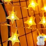 Sterne Lichterketten, 6M 40 LED Lichterkette Batterie Innen, Warmweiße Weihnachts Lichterkette mit 8 Modi, IP65 Wasserdichte Outdoor Indoor Lichterketten für Weihnachten,Party,Schlafzimmer,Geburtstag
