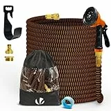 VOUNOT Flexibler Gartenschlauch 30 m, Flexibel Wasserschlauch Dehnbarer mit 10 Sprühfunktionen, 1/2 Zoll und 3/4 Zoll Messinganschlüssen, Aufbewahrungstasche inklusive, Orange