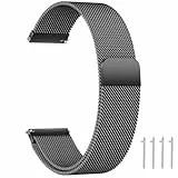 LYYLTX Edelstahl Mesh Uhrenarmband Metall Ersatz Armband Magnetverschluss Smartwatch Schnellverschluss Watch Uhren Ersatzband Für Damen Herren 14mm 16mm18mm 20mm 22mm 24mm (22mm,Schwarz)