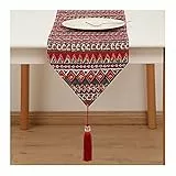 Banemi Osterdeko Tischläufer, Deconovo Tischdecke Rot Geometrisch Bettwäsche aus Baumwolle 30X160cm Weihnachten Dekoration