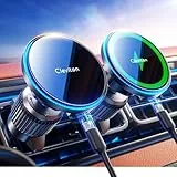 Cleviton 15W für Magsafe Autohalterung mit Ladefunktion, 1,91 kg - Starke Magnetkraft, Qi Kabelloses Handyhalterung, Lüftung, für iPhone 17/16/15/14/13/12 Serien, 7.Gen Haken, Mattschwarz