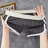 Herren Mid Rise Boxershorts Atmungsaktiv Plaid Design für Sport und Komfort (L Grau)