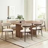 COLAMY Küchenstuhl Esszimmerstühle 6er Set, Moderne Polsterstuhl Essstühle mit Fester Rückenlehne, Stoff Esszimmerstühl mit Holzbein für Esszimmer, Küche, Restaurant, Beige
