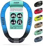 AARON Lock One Fahrradschloss mit 5-stelligem Zahlencode, Kettenschloss aus Stahl und hoher Sicherheitsstufe | Schloss für für E-Bike, Mountainbike, Trekkingrad, Tourenrad, Rennrad in blau