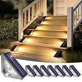 Solpex Solarleuchten für außen, 8 Stück, Treppenlicht, wasserdicht, LED-Beleuchtung für Außentreppe, Stufen, Zaun, Hof, Terrasse, Dachrinne, Weg, Dekoration, warmweiß