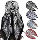 EVBOTGEE 4 Stück Kopftuch Damen, 90 x 90 CM Große Quadratische Schals, Bandana, Seidentuch, Halstuch Damen, Haartuch, Haarausfall, Haarband Weiblich, Weiche Boho Mehrfarbig
