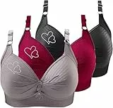ZWDC 3er Pack BHS Damen Ohne Buegel Vollschalen Bequem Guter Halt Große Brüste Wirefree Super Push Up BH Gegen Hängebrust Brüste Klassische-BH Minimizer Bra