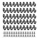 QINGYIWL 50 Stück Mini Haken, 17mm Schlüsselhaken Klein mit Schrauben, Kleine Haken für Schlüsselbrett, Schmuck (Schwarz)