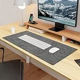 YSAGi Schreibtischunterlage Filz, 80x40cm Rutschfeste Schreibunterlage Tischunterlage Schreibtisch, Großes Mauspad Tastatur Unterlage Schreibtisch Zubehör für Büro & Homeoffice, Dunkelgrau