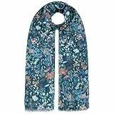 FRAAS Vealona Flowers Damenschal Schal Damen - mit Fransen Herbst-Winter Winter - One Size blau